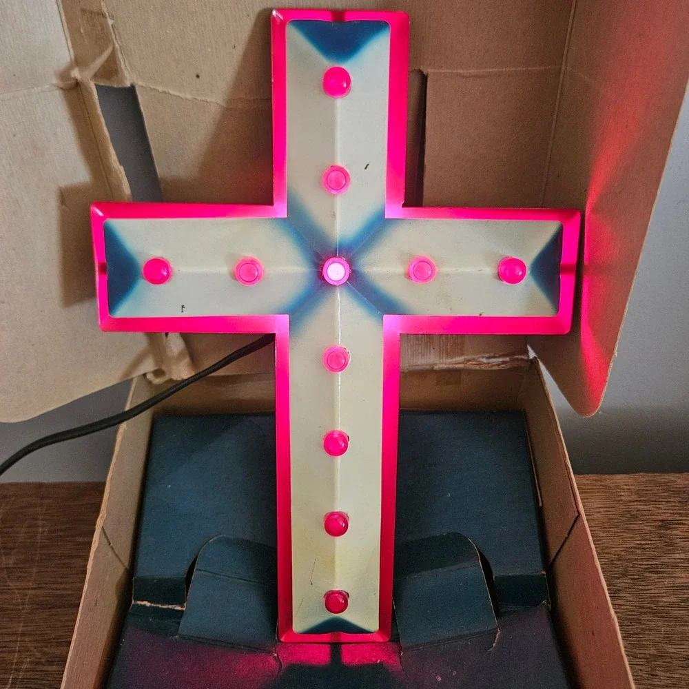 Vtg NOMA Illuminated Cross 1201 Electric Light Original Box Made in USA MCM Rare